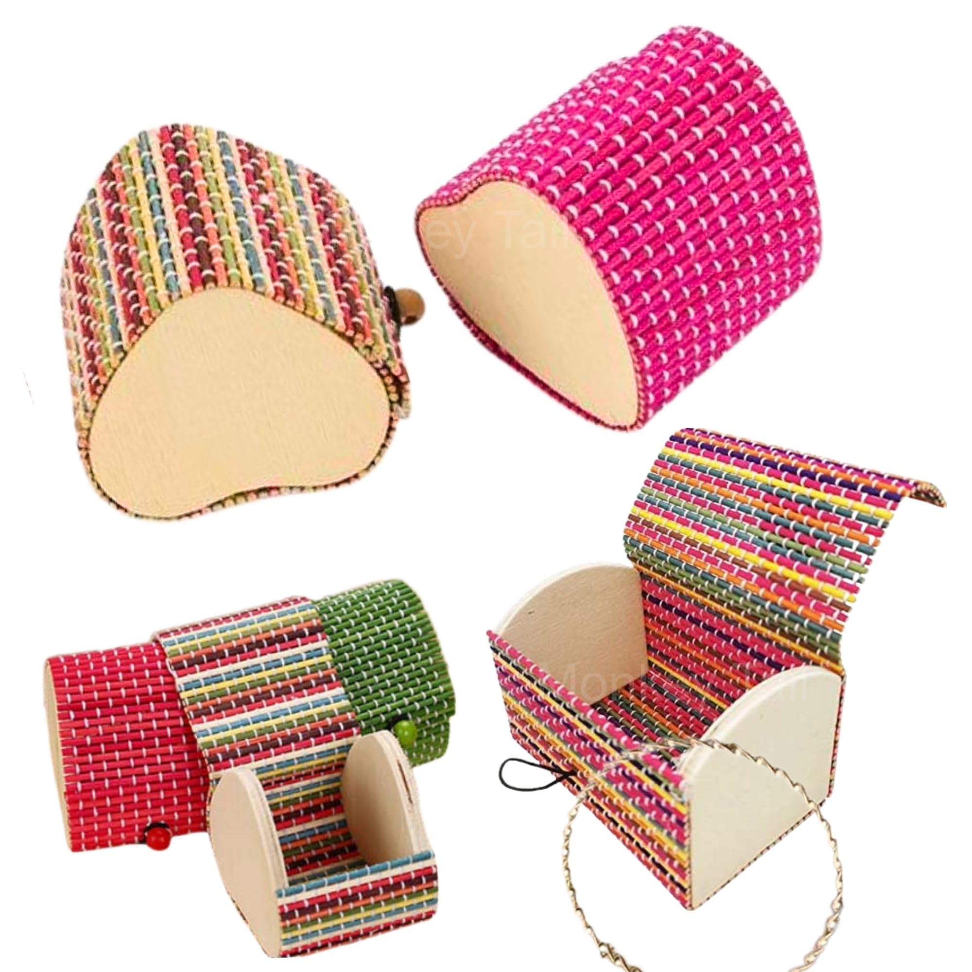 MONKEYTAIL Handmade Bamboo Wooden Decorative Storage Box - Set of 3 | Assorted 7x7x4 cm | Multipurpose Organizer Case for Earrings, Rings & Gifts | Eco-Friendly Craft Box for Kids, Girls & Home Décor-picture-27