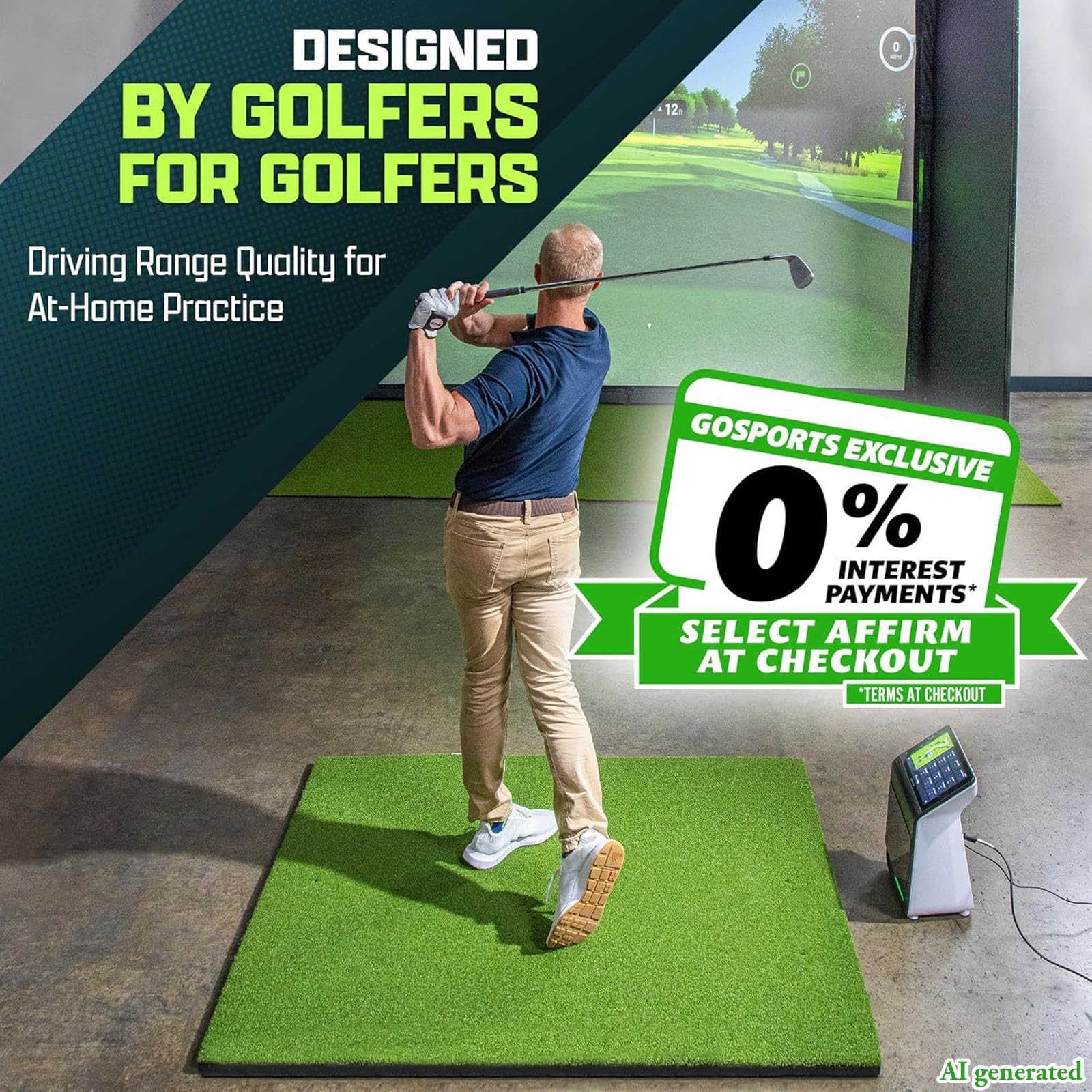 Golf-Schlagmatte, 11mm langes Gras+15mm hochelastisches Kissen