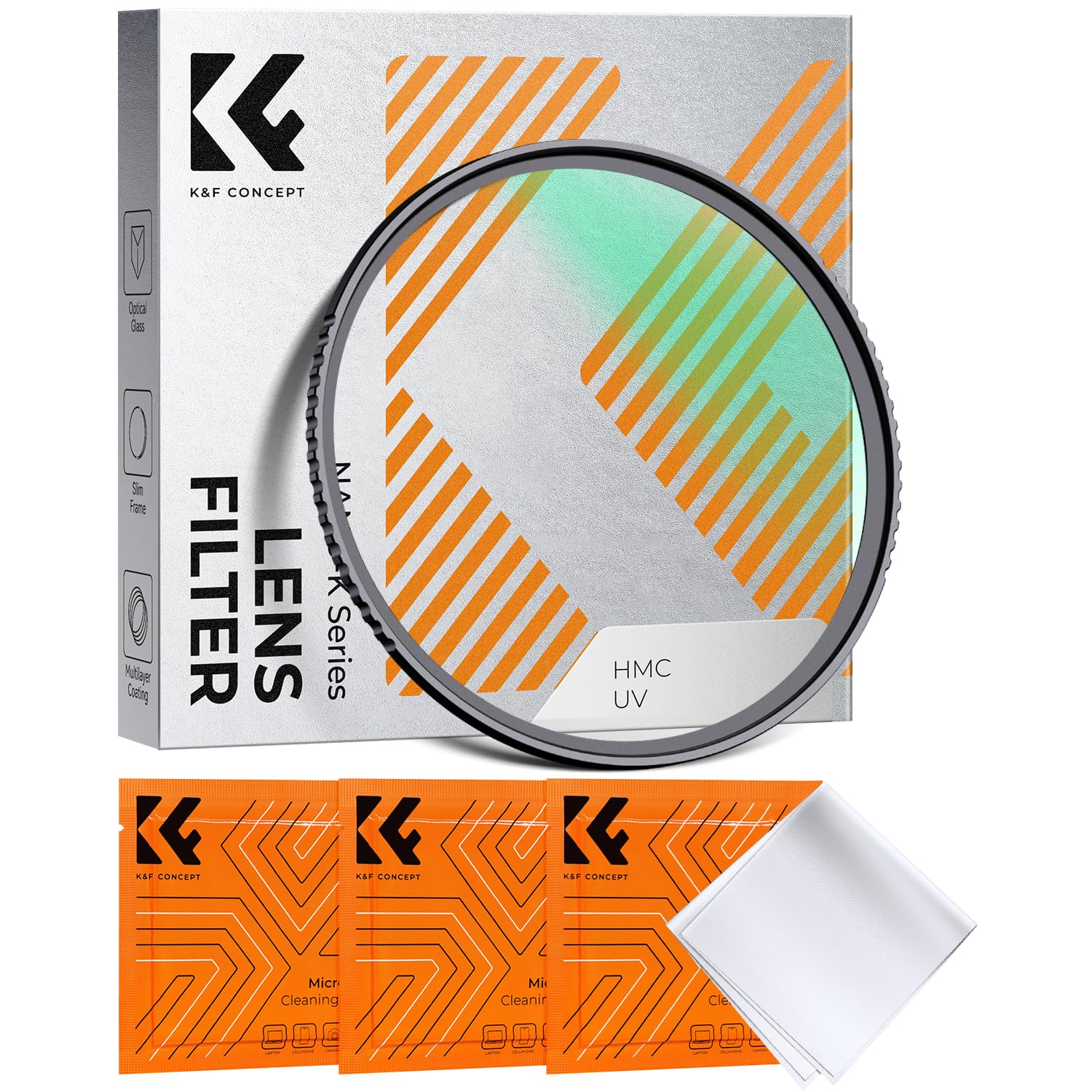 K&F Concept 62mm MC UV Protection Filter, 18 Multi-Coated Ultra Slim MCUV Filter for Camera Lens + Cleaning Cloths (K-Series)