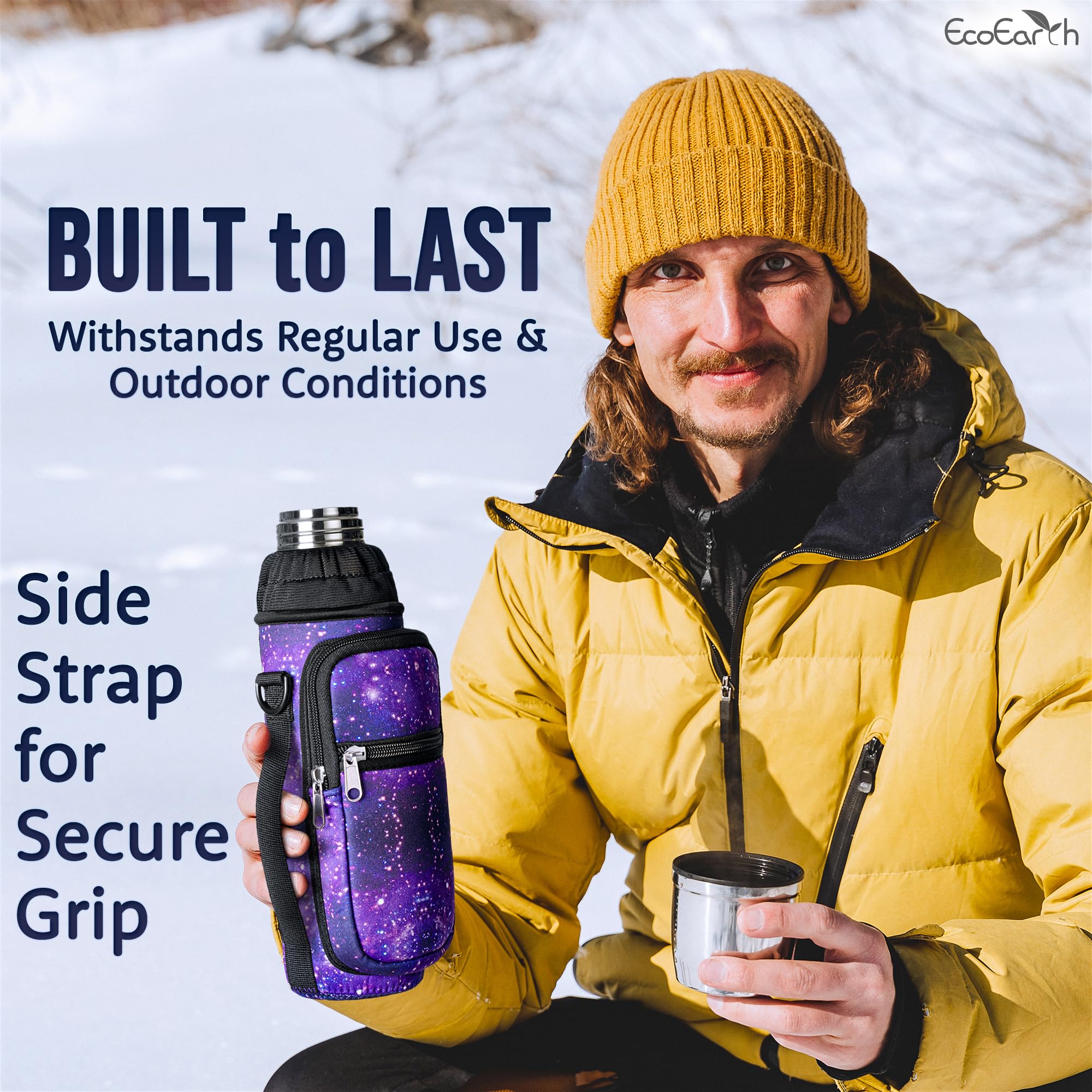 EcoEarth - Water Bottle Holder with Strap - Water Bottle Carrier Bag for Hiking - Crossbody Hydration Pouch with Phone Holder - Image 3