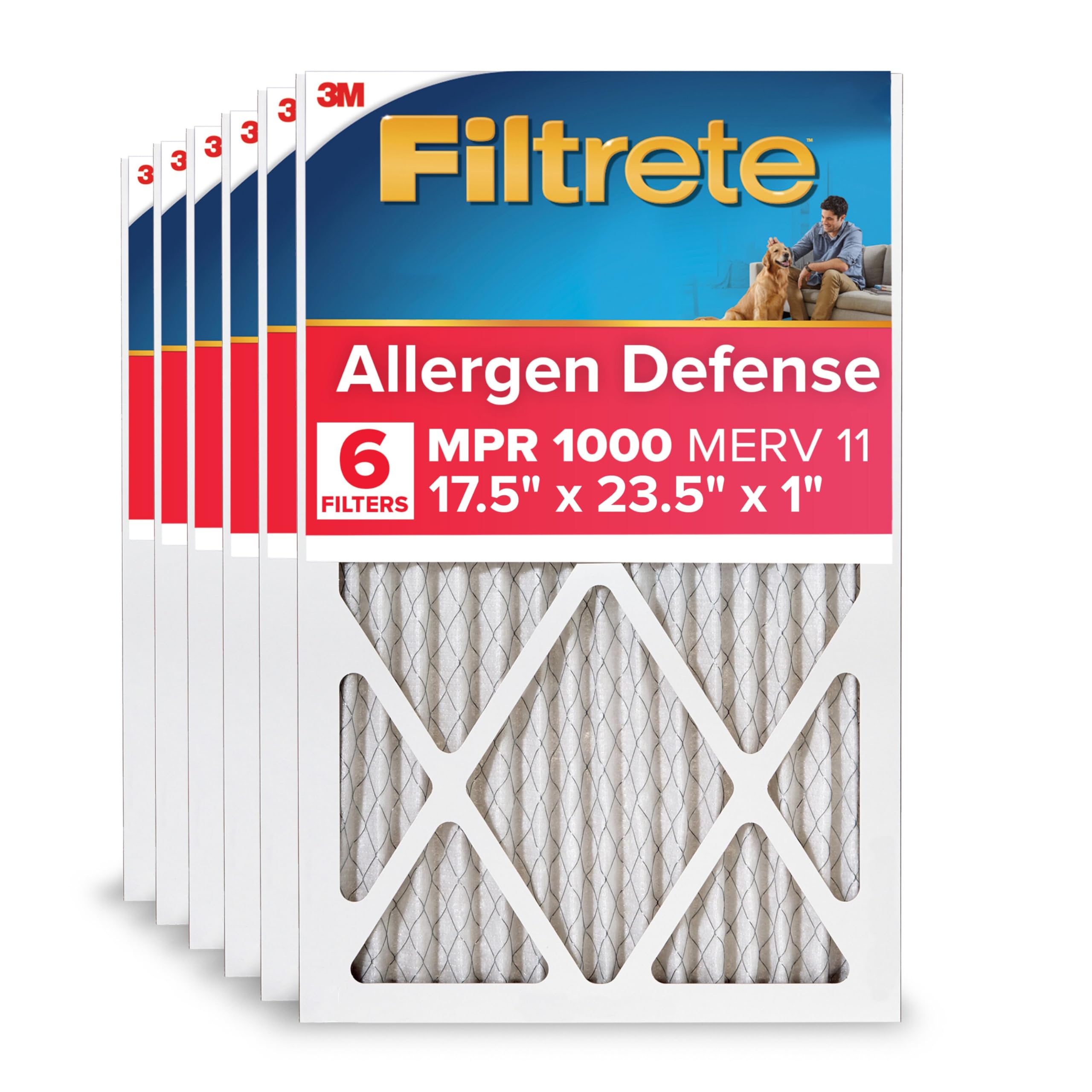 Filtrete AD29–6pk-1e Air Filtre, 17,5 inç x 23,5 inç x 1 inç, beyaz