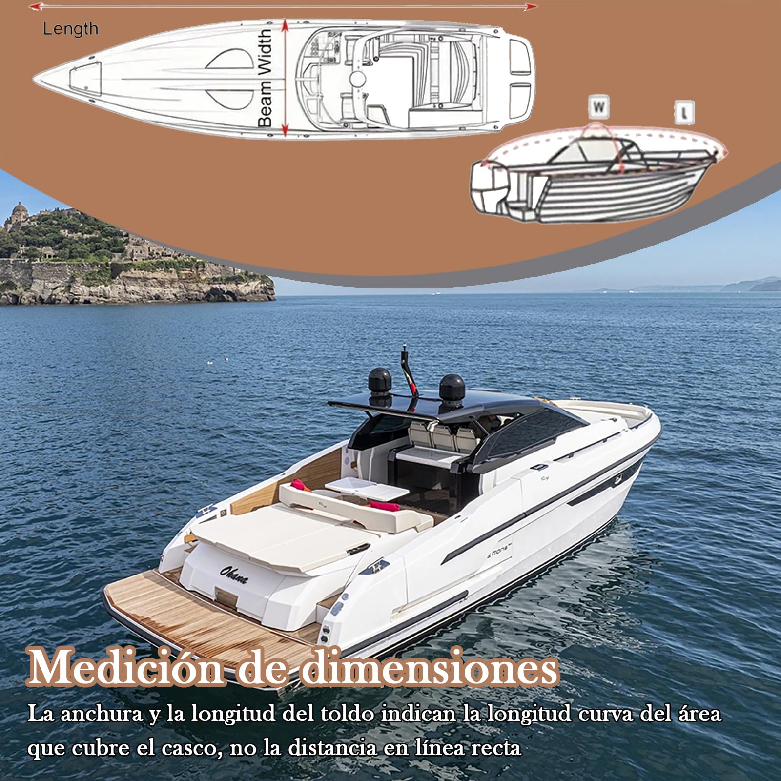 Copertura Impermeabile per Barche, Telo per Barca, Telo Copribarca, Oxford 420D Tessuto, Antipolvere Resistente ai Raggi UV Copertura Della Barca, Barca da Sci da Pesca (BLACK,LxW/810x500cm)