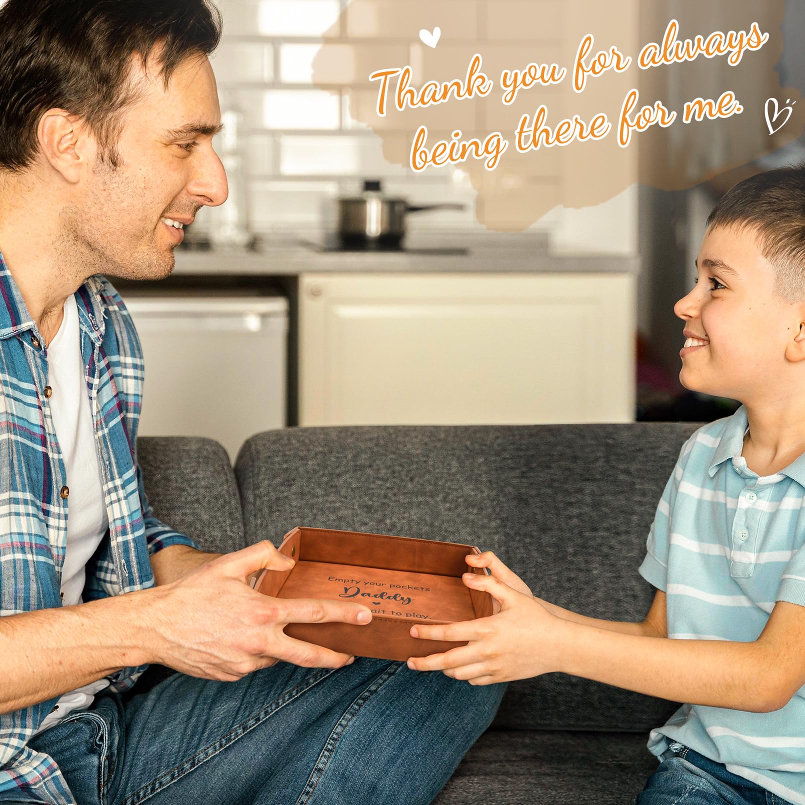 Gifts for Dad Fathers Day, Daddy Gifts, from Daughter Son - Premium PU Leather Empty Your Pockets Daddy Tray - Best Dad Ever Gifts