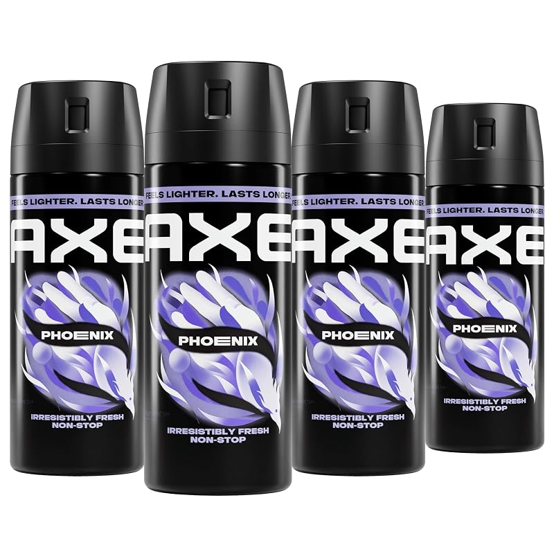 Desodorante corporal AXE Phoenix com fragrância de menta e alecrim, pacote com 4 unidades de 85 mL