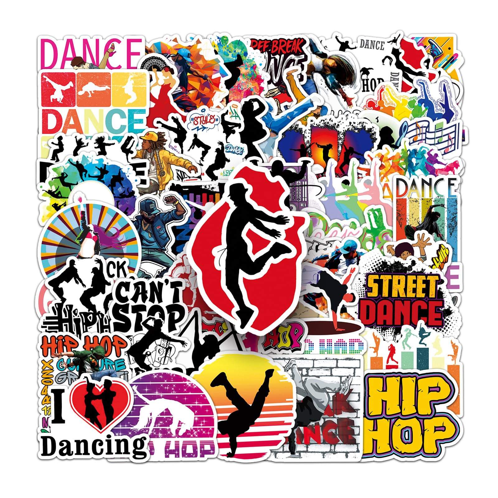 50 Pcs Dance Vinyl Stickers,Motivational Dance Graffiti Stickers,Vinyl Waterproof Sticker for Kids Teens Girls,for Phone Laptop Bottles Skateboard Computer Phone Luggage Guitar Gifts Sticker
