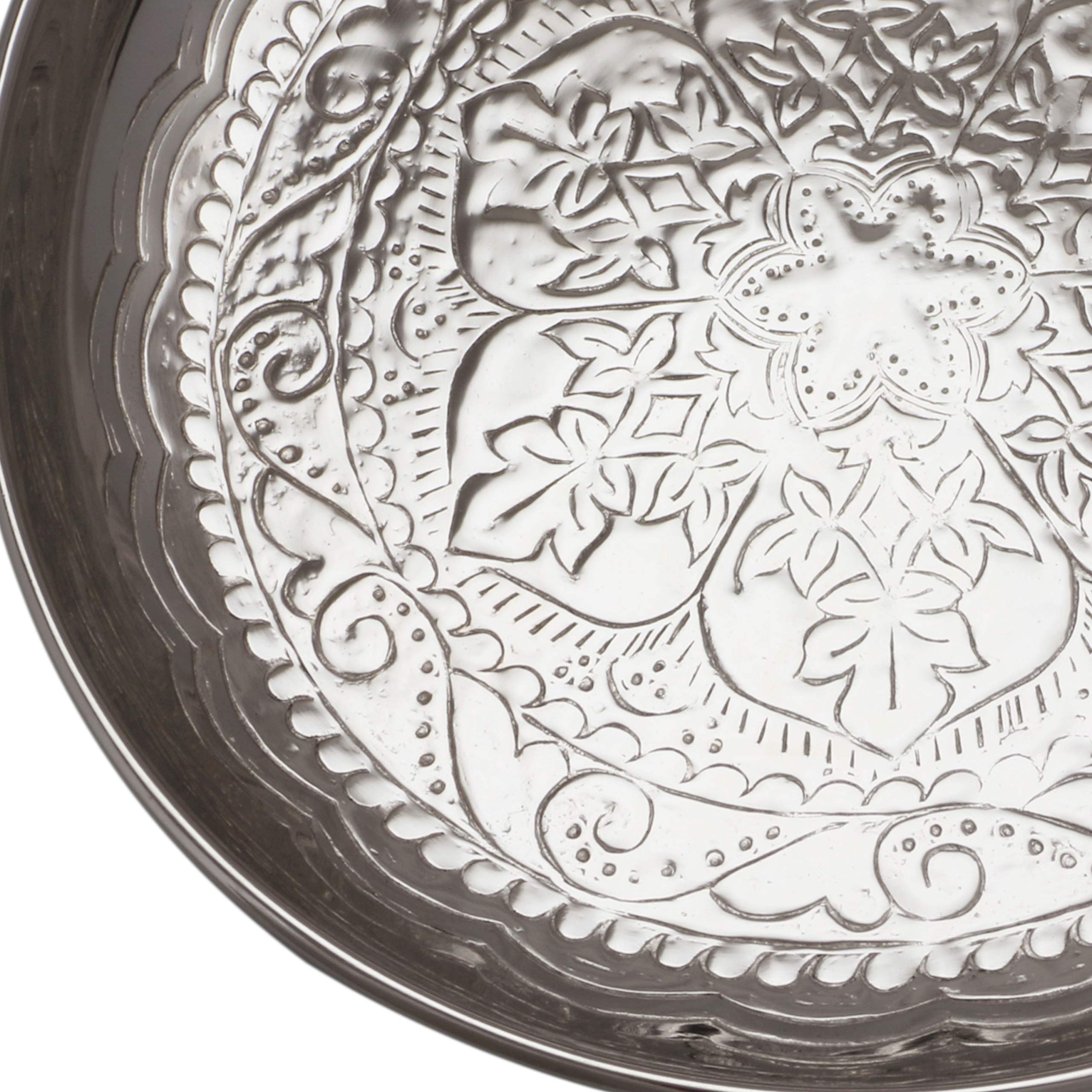 Bandeja Oriental Bandeja de Servicio Afet Plateada 31 cm