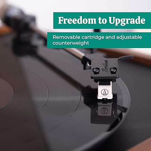 Miniatura 3 de Electrohome Montrose, reproductor de discos de vinilo actualizable con Huntley, altavoces Bluetooth alimentados, controlador de 3 pulgadas, para un