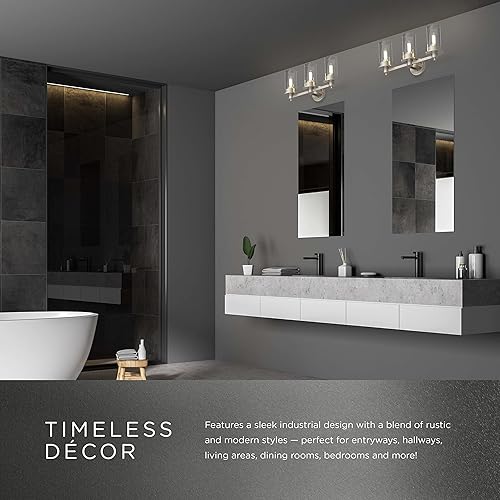 Miniatura 4 de Enbrighten 63170 - Lámpara de tocador de baño, 3 cabezales, LED, plata, montaje en pared, accesorios de iluminación de tocador, 63170