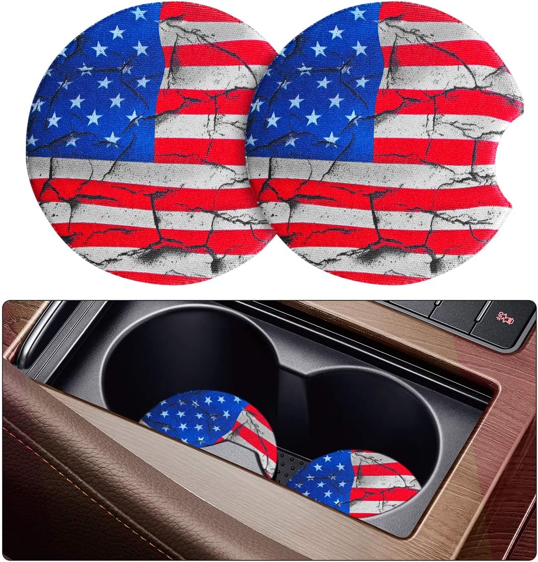 2 Pack Car Coasters for Drinks Absorbent - 2.75 Inch Cute Car Cup Holder Coasters for Women, Removable Cup Holder Coaster for Women Girls, Car Interior Accessories (Style F)