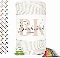 Vista 50 de BOCHIKNOT Cordón de macramé de 5 mm - Cordón de macramé de una hebra - Cordón de algodón para macramé y anudado - Suministros de cuerda de macramé