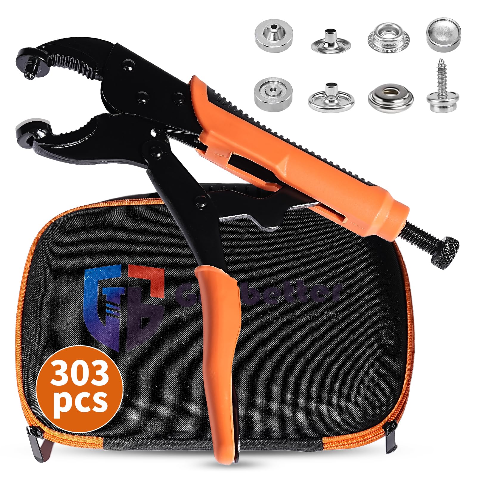 GOOBETTER Heavy Duty Snap Fastener Kit - 80 Sets 15mm Metal Snaps with Adjustable Pliers, Snap Setter Tool for Boat Covers, Canvas Repair, Tarps, Sewing & DIY Projects