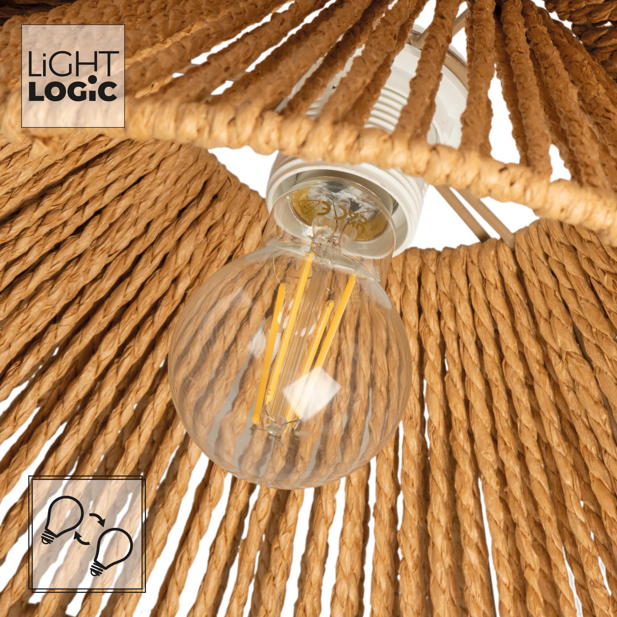 Boho Deckenlampe Hängend, Esszimmerlampe mit E27 Fassung und Lampenschirm Boho, Pendelleuchte für Wohnzimmer und Schlafzimmer, model ARILAS