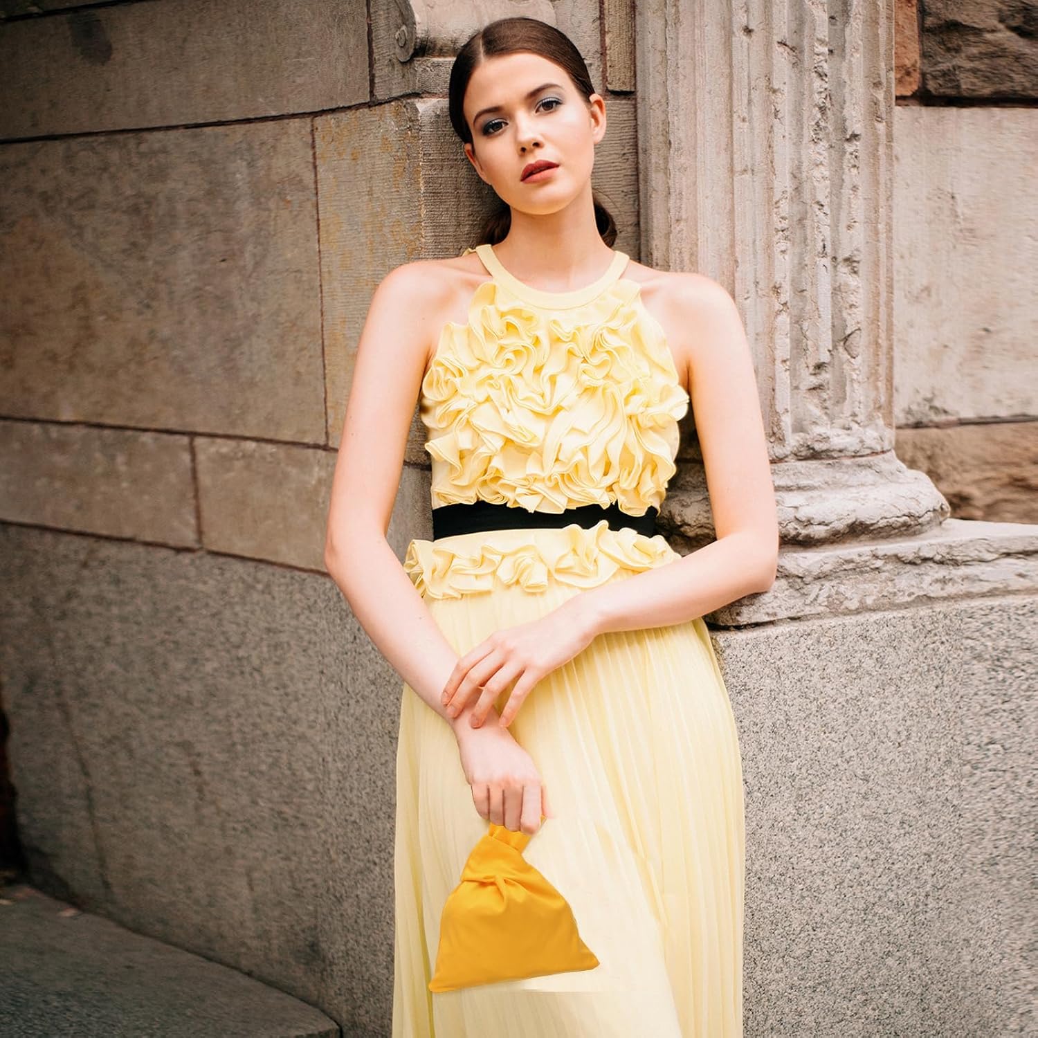 uxcell Cotton Wrist Knot Tote Bag, Wristlet Knot Pouch Clutch Wristlet Sleeve Handbag Small Wrist Knotted Evening Purse Bag - Image 6