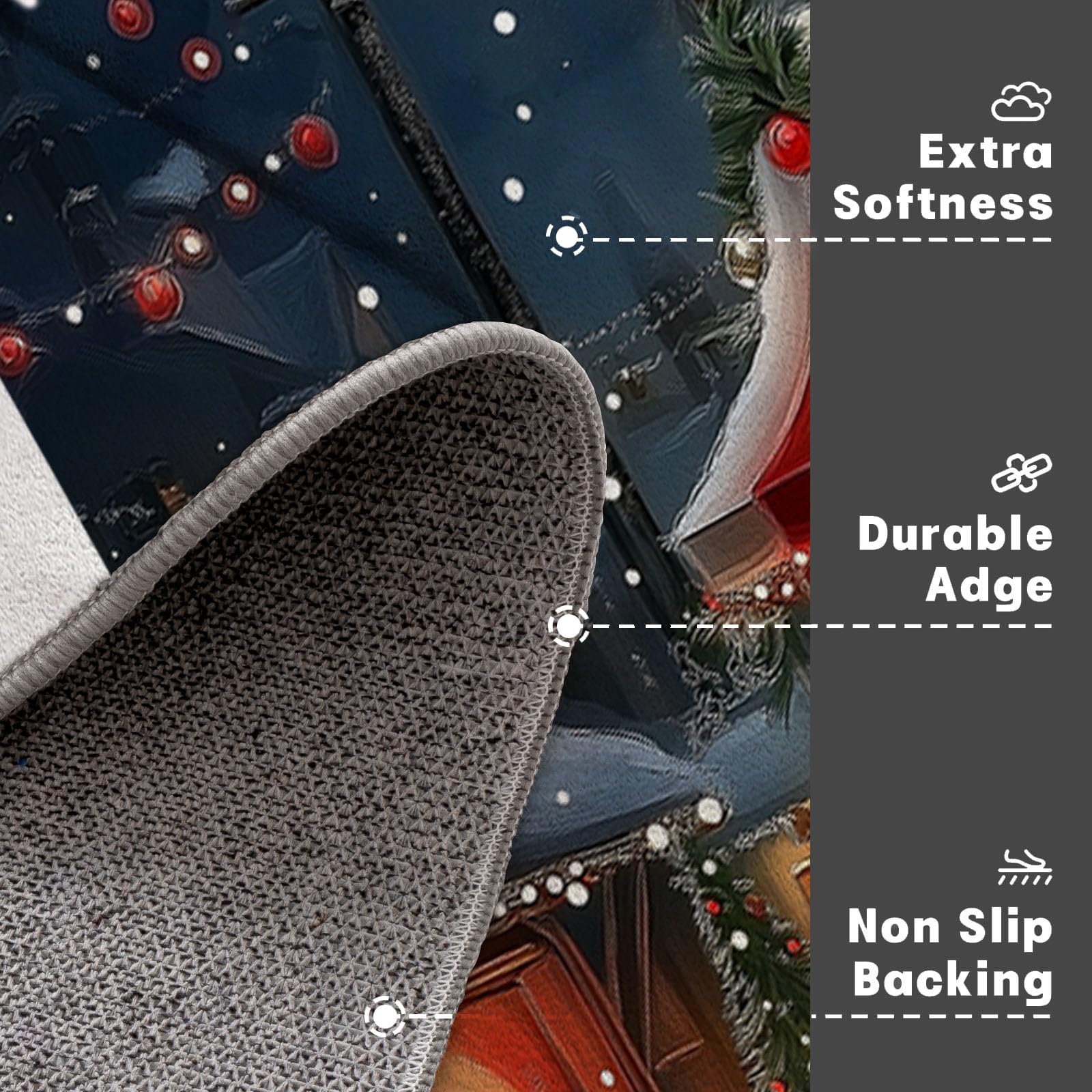 Felpudo de Entrada Casa Cochecito Navideño 60x120cm Alfombra Exterior para Puerta Impermeable, Lavabl Alfombrilla Comida Navideña Antideslizante para Recibidor, Pasillo, Cocina - Rojo