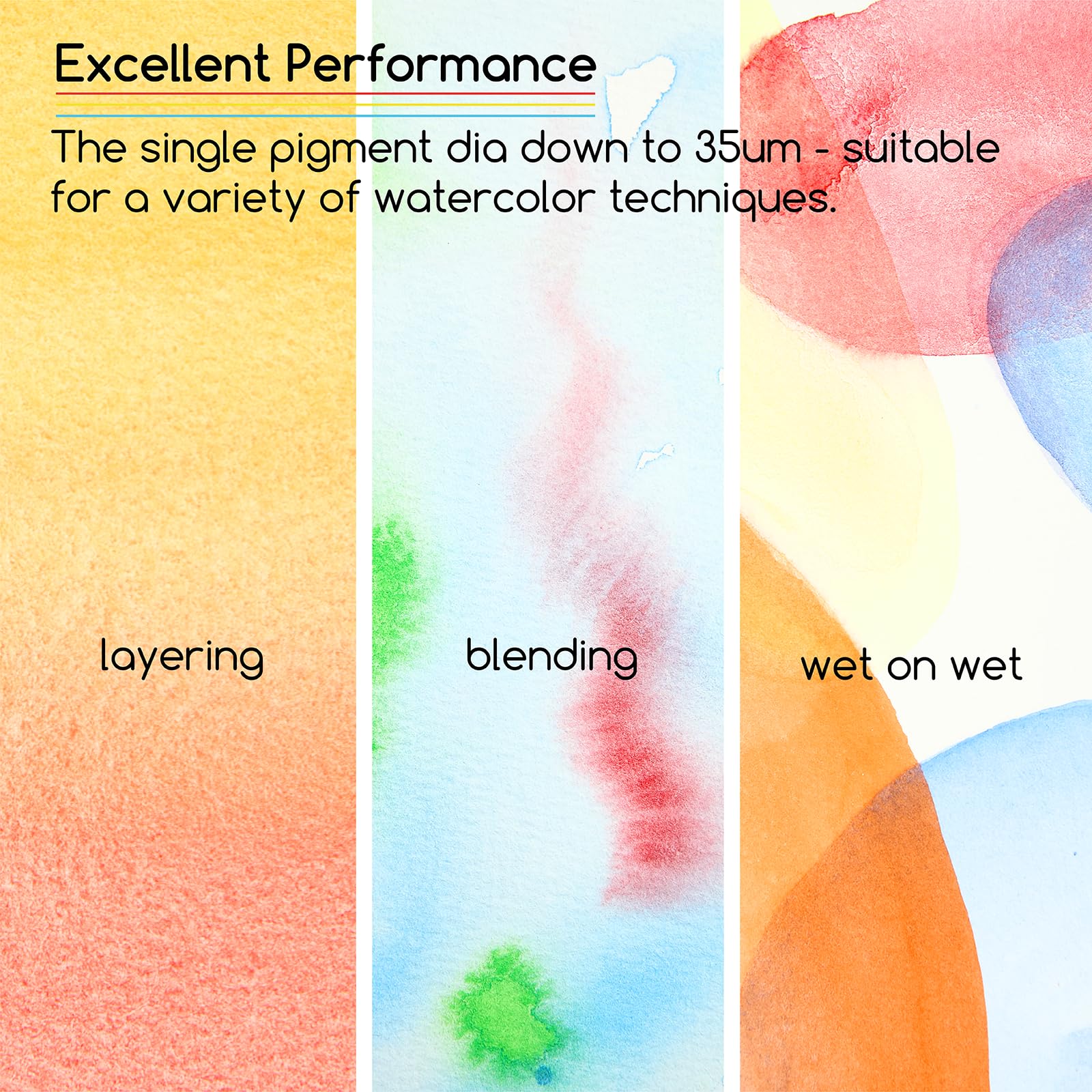 MEEDEN Lot de 24 Peintures Aquarelles 12 ml - Pigments Riches, Non Toxiques
