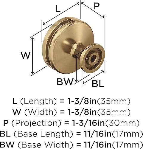 Miniatura 6 de Amerock  Pomo de gabinete  Bronce champán  Pomo de cajón de 1-38 pulgadas (1.378in) de diámetro  Oberon  Herrajes de cocina y baño  Herrajes para