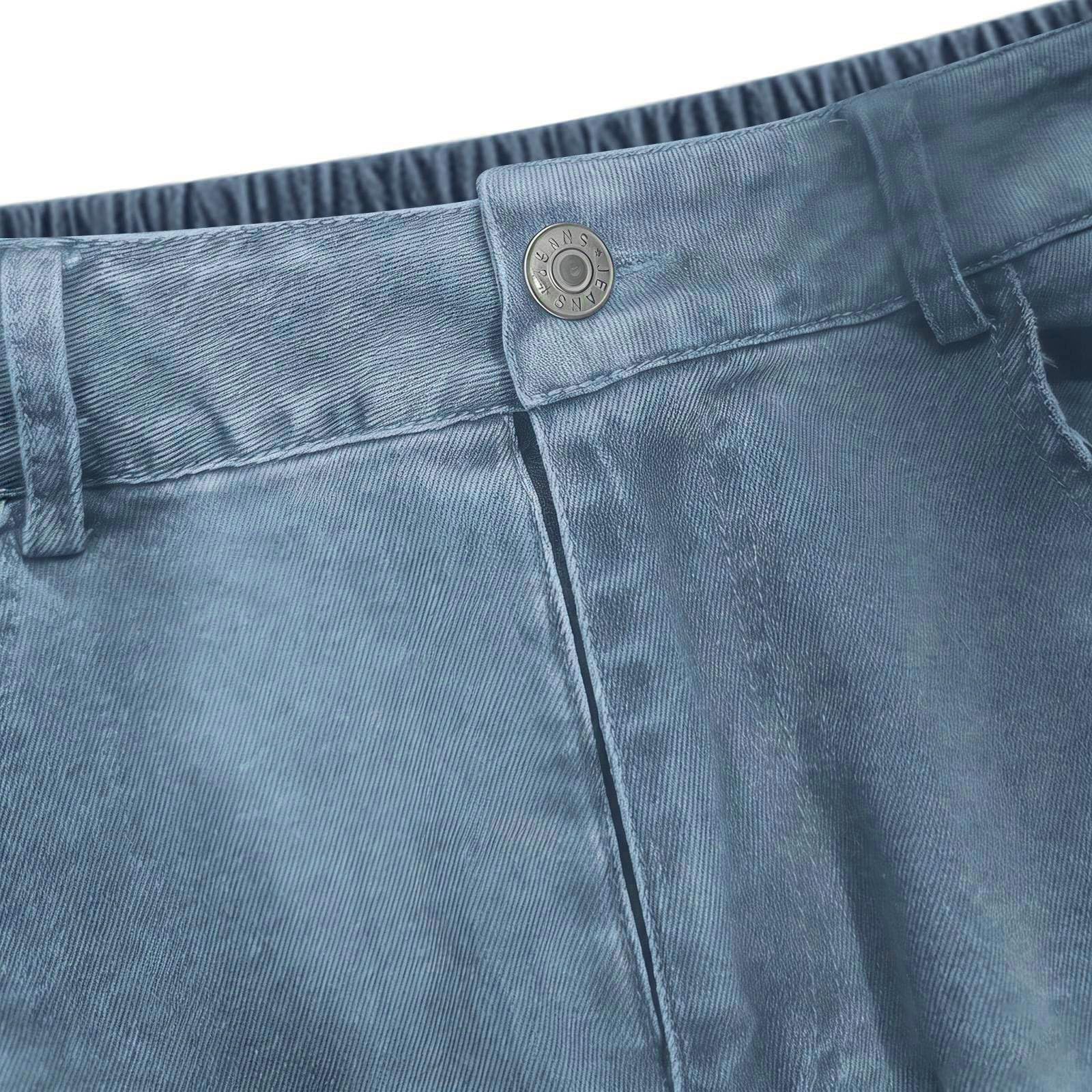 Generisch Jean capri décontracté avec jambe large pour un usage quotidien, pantalon stretch confortable avec taille haute, jean court décontracté mode pour femme, idéal pour la saison du printemps
