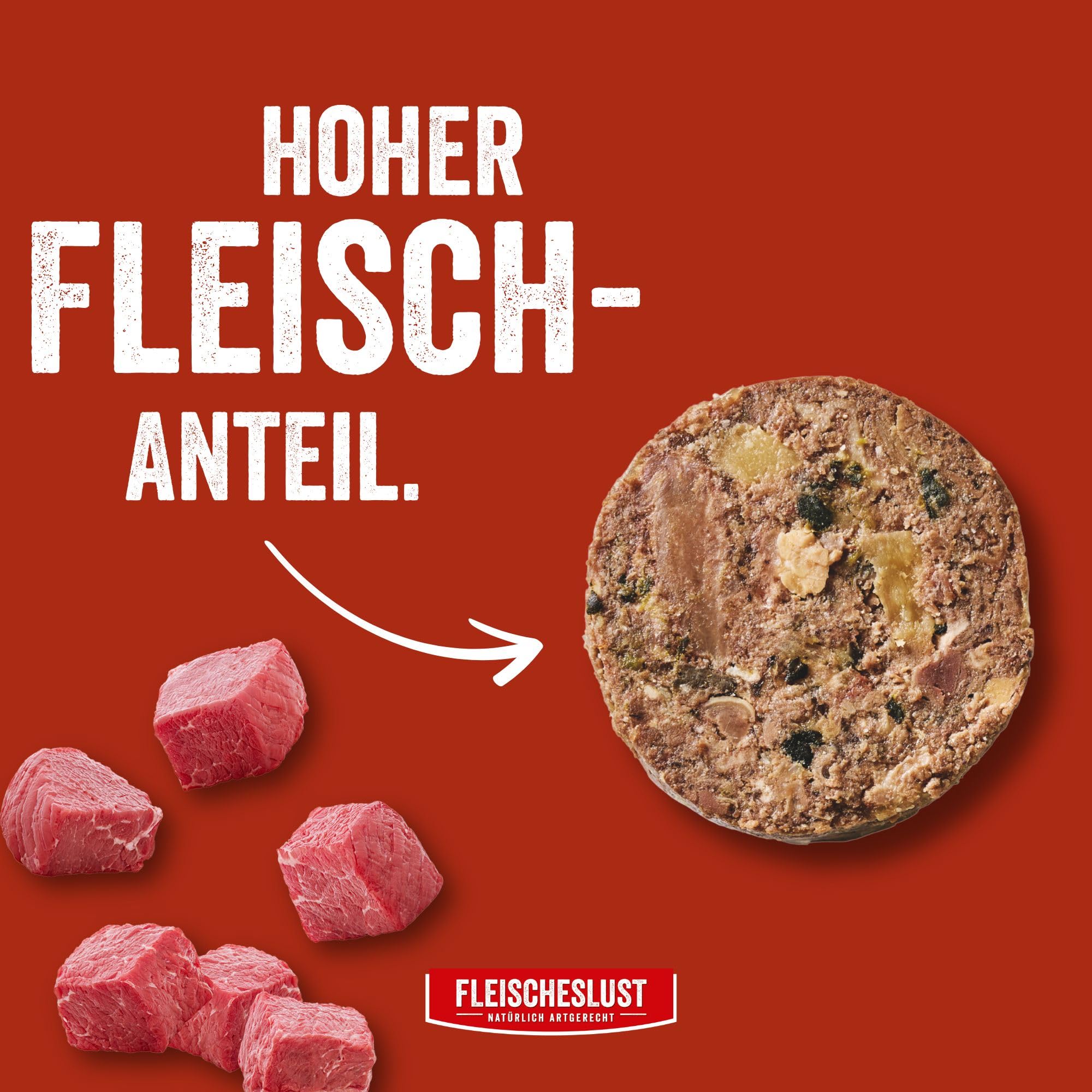Fleischeslust Salchichas para perros, menú de carne con chirivía, avellana y algas marinas, caja de alimentos (6 x 800 g), comida húmeda, resistente a los cortes, sin cereales, pienso completo para