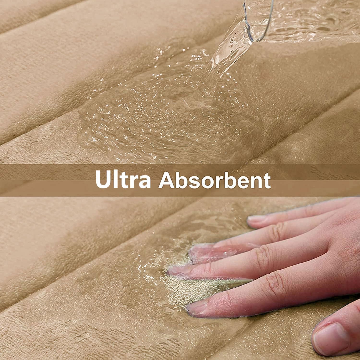 Buganda Memory Foam Bath Mat, 47" x 17", Ultra Soft and Non-Slip Bathroom Rugs, Water Absorbent and Machine Washable Bath Rug Runner for Bathroom, Shower, and Tub, Camel - Image 4