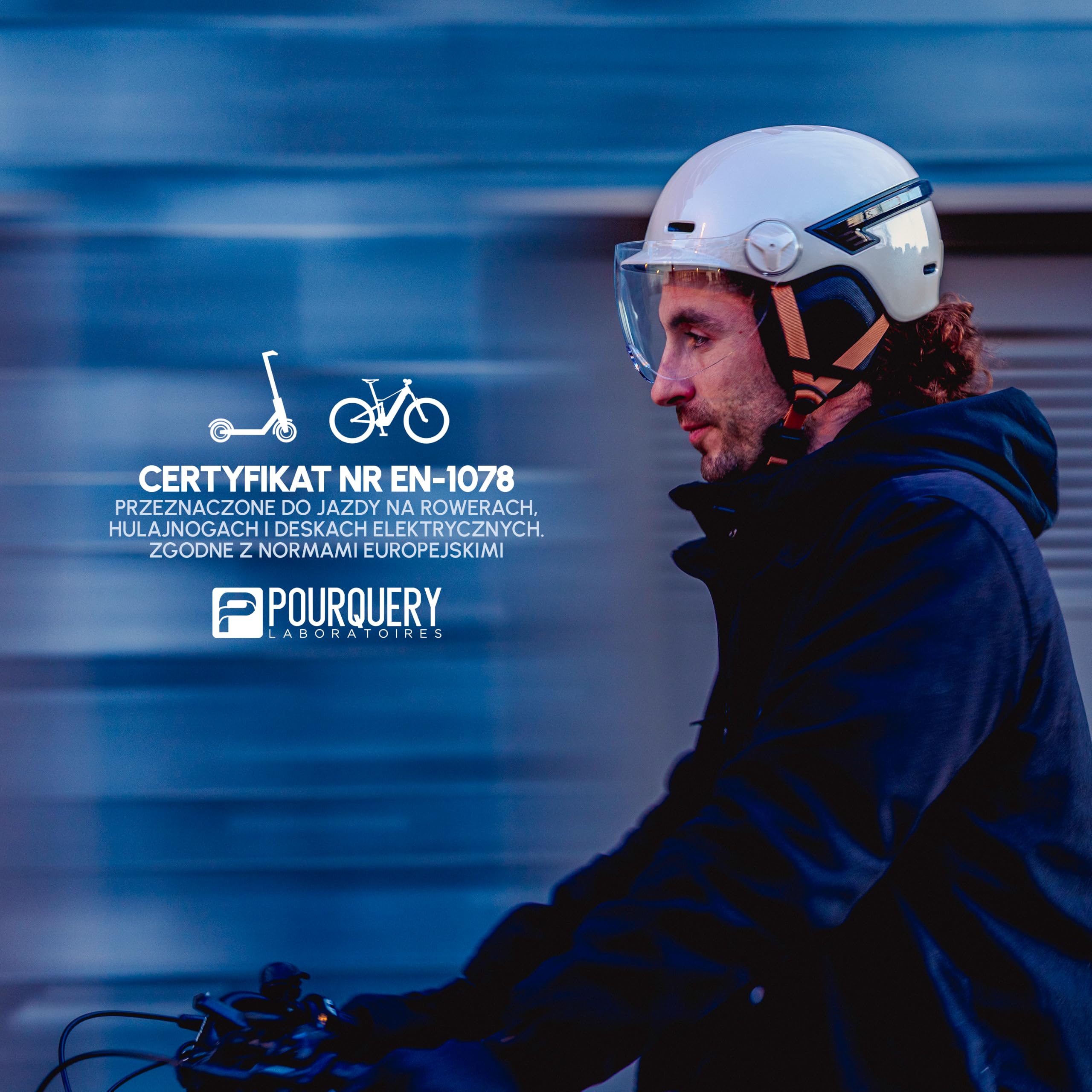 Kask CASR Glow, miejski kask ochronny LED, z certyfikatem EPI, kremowy, rozmiar M, trasertyczny i odpinany daszek, z diodami LED i kierunkowskaźnikami, uniwersalny pilot zdalnego sterowania,