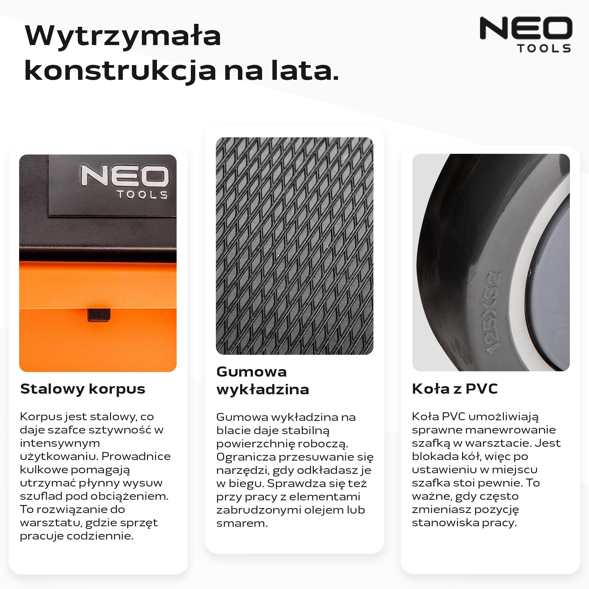 NEO 84-221 Szafka narzędziowa z 6 szufladami - pomarańczowo-czarna