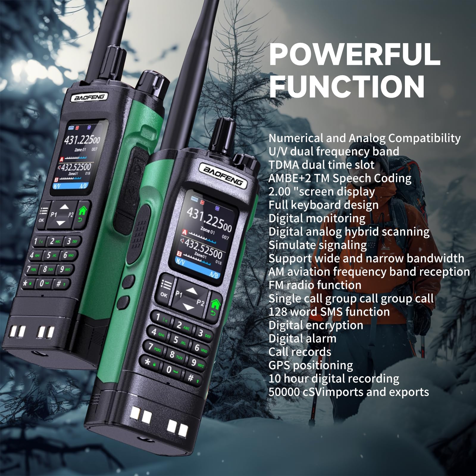BAOFENG UV-32 UV32 10W Ham 2 Way Radio GPS One-Key Frequency Matching Writing Frequency APP Satellite Positioning Type-C UV32(1PC) (1)