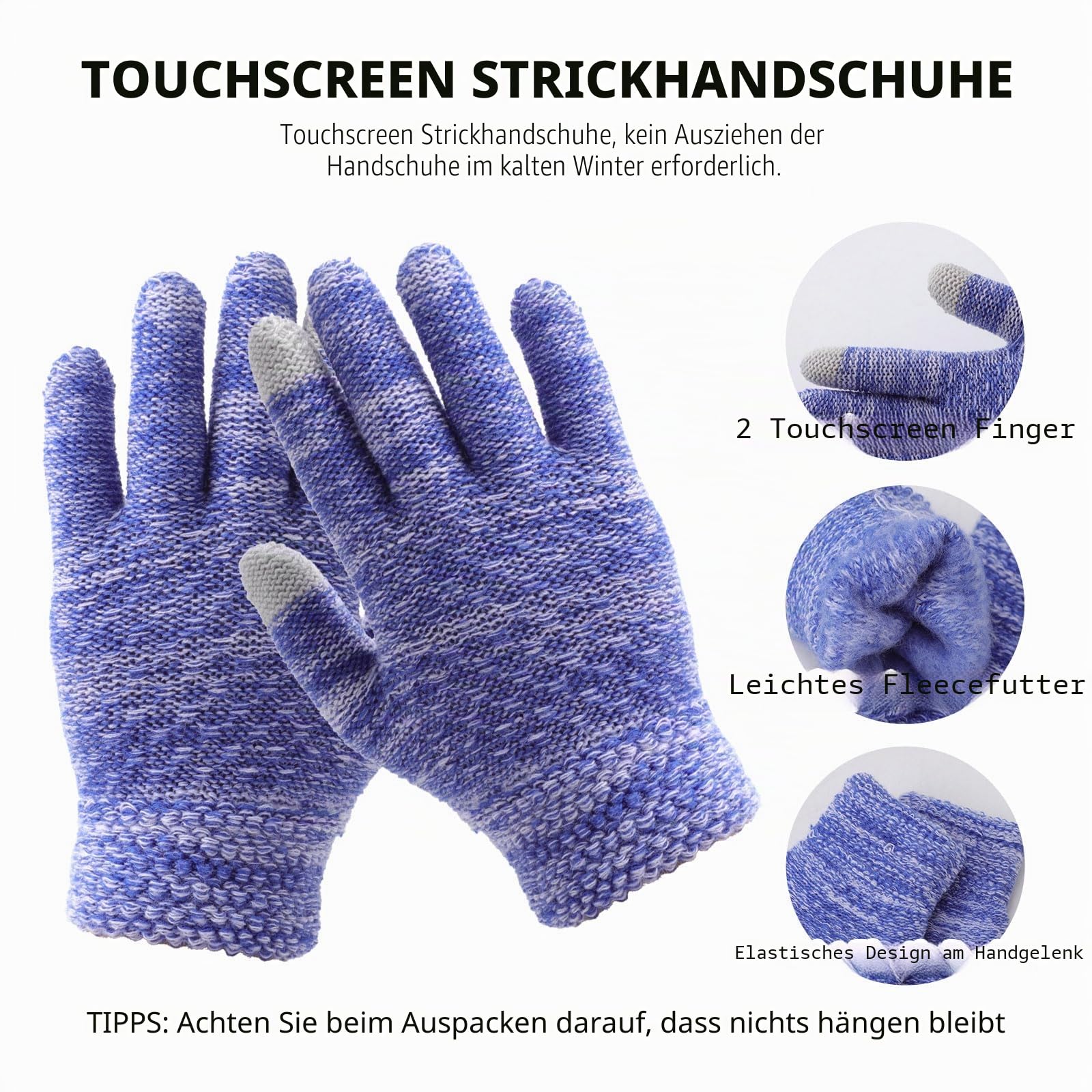 Kinder-Wintermütze, Schal und Handschuhe, warme Thermo-Strickmütze, Halswärmer, Touchscreen-Handschuh mit weichem Fleecefutter, für Mädchen und Jungen, Alter 4–10 Jahre