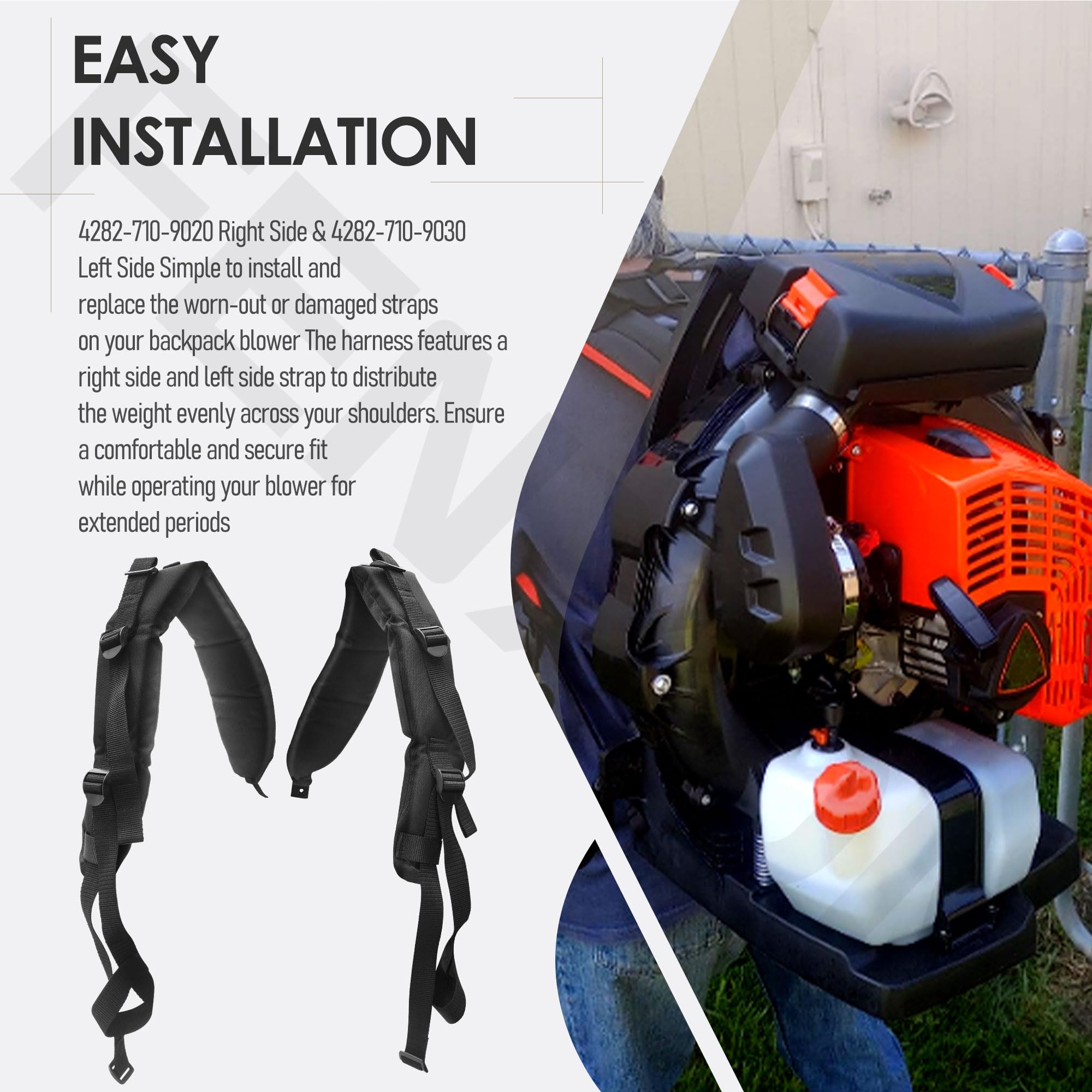 4282-710-9020 lado derecho y 4282-710-9030 lado izquierdo, correa de arnés de ventilador compatible con Stihl BR500 BR550 BR600 BR700