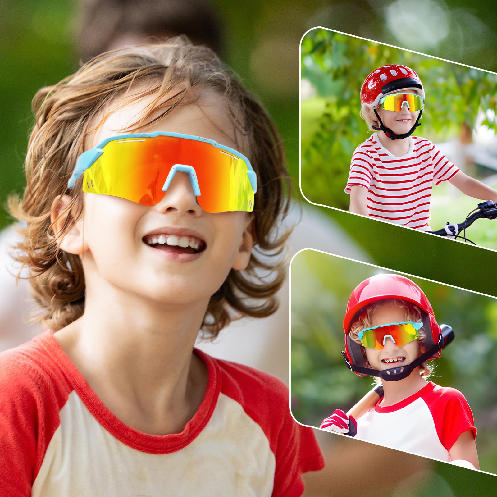 Gafas Sol Niño Niña,Protección UV400 Gafas de Sol Polarizadas Gafas Ciclismo Deportivas Running Tenis Aire Libre