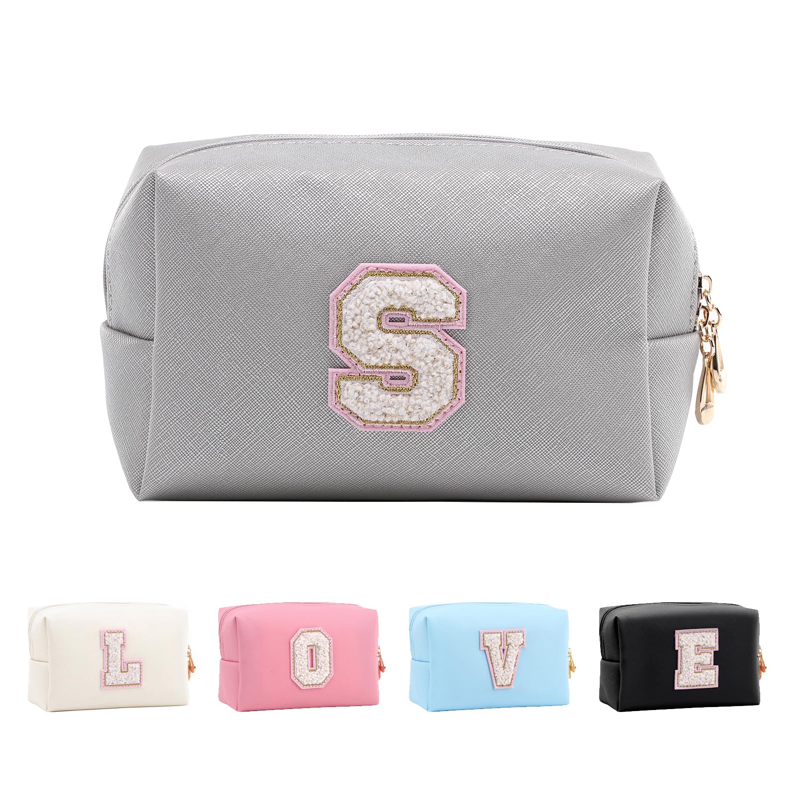 Bolsa de Maquillaje, Bolsa de Cosméticos Impermeable de Viaje, PU Cuero, Neceser de Baño, Bolsa De Aseo Y Almacenamiento para Mujer,Cosas Preppy para niñas Adolescentes (Letra A-Z) — view 263