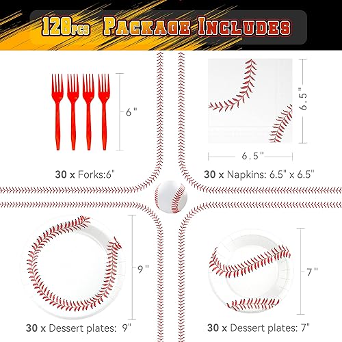 Vista 32 de Paquete de 120 suministros de fiesta de golf, platos de papel, servilletas, tenedores, decoraciones de cumpleaños para fiestas de golf, para niños