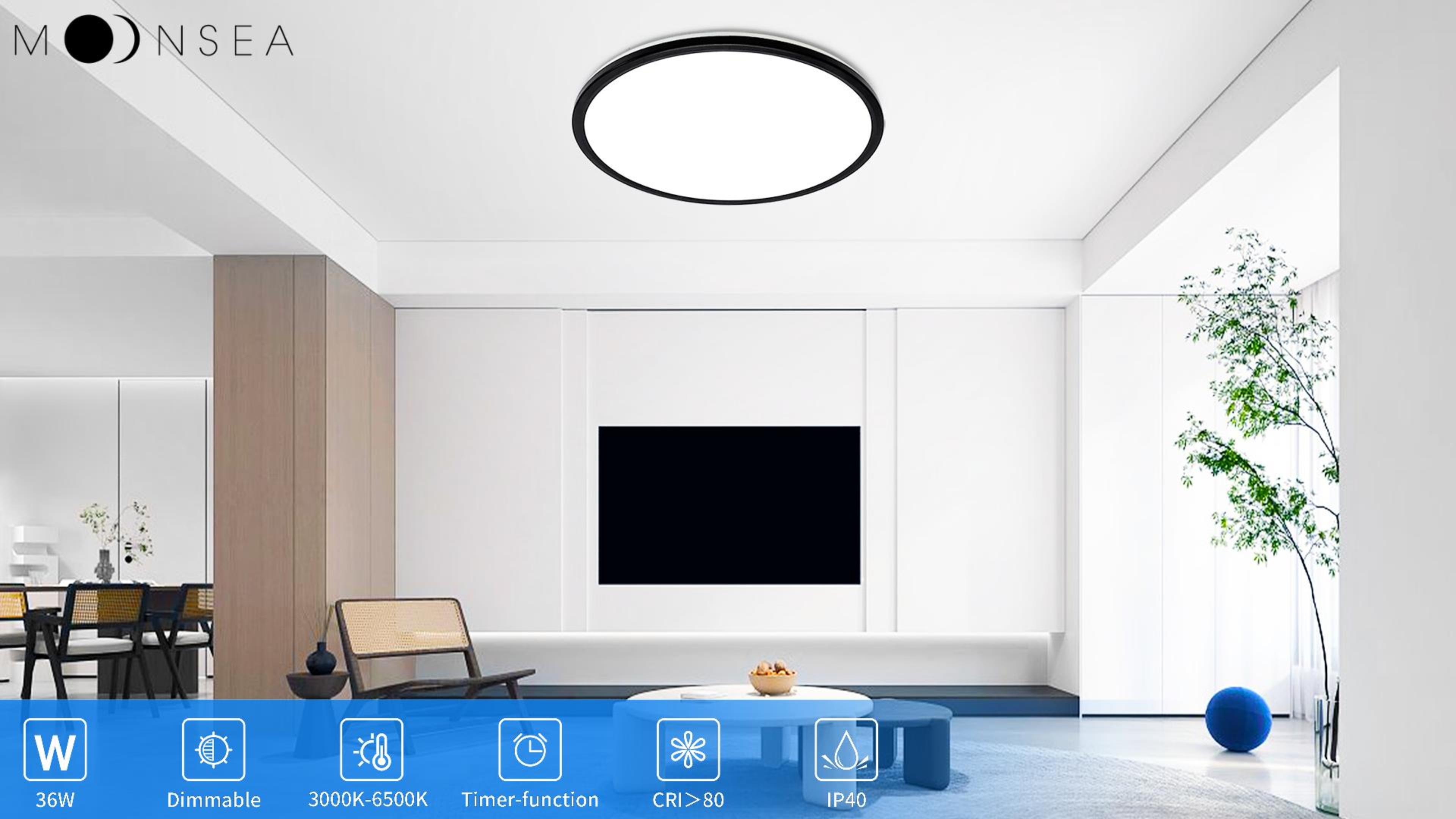 Plafoniera LED Moderna MELAYR 29W, 3000K/4500K/6500K, 2900lm, Con Funzione Memoria, Per Soggiorno E Ufficio