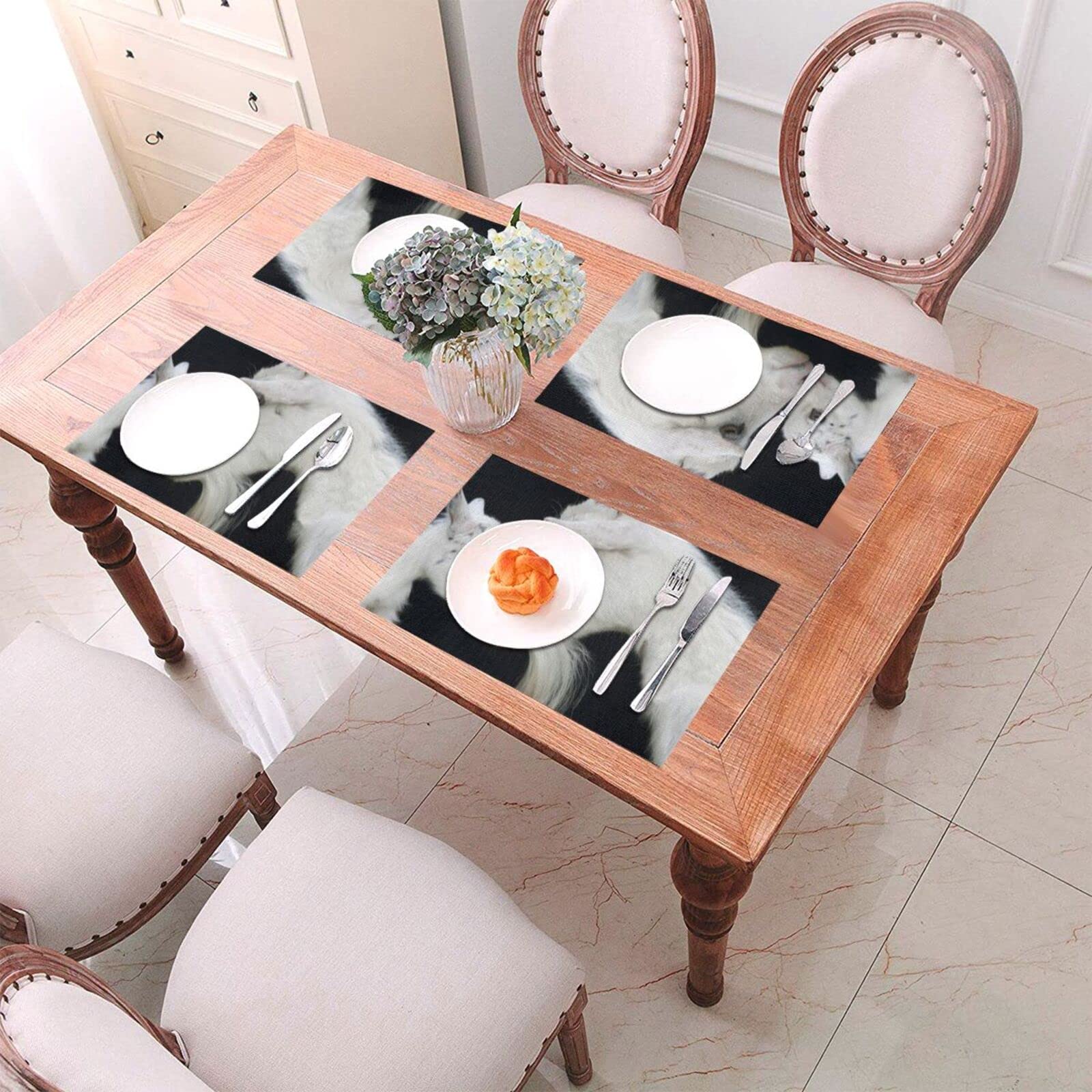 Lot de 6 sets de table tissés en vinyle isolé Motif bébé de chèvre avec mère 30,5 x 45,7 cm