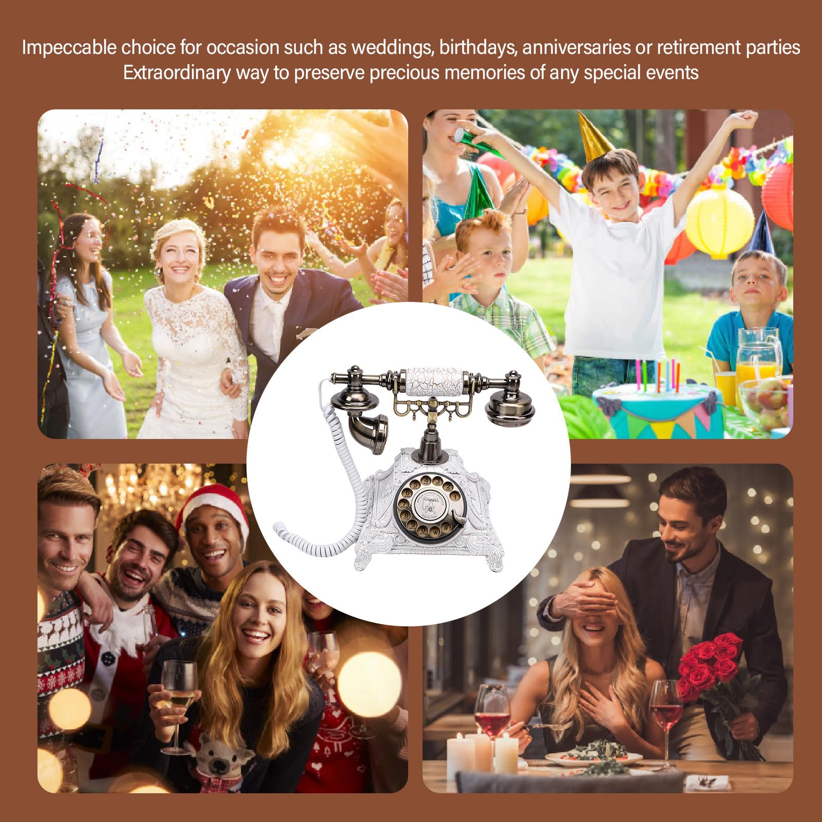 Jectse Audio Gästebuch Hochzeit Telefon, 32G Memory Vintage Gästebuch -Aufzeichnung Customized Audio -Nachrichten mit Voicemail, für Geburtstage Party Graduation Babyparty (White)