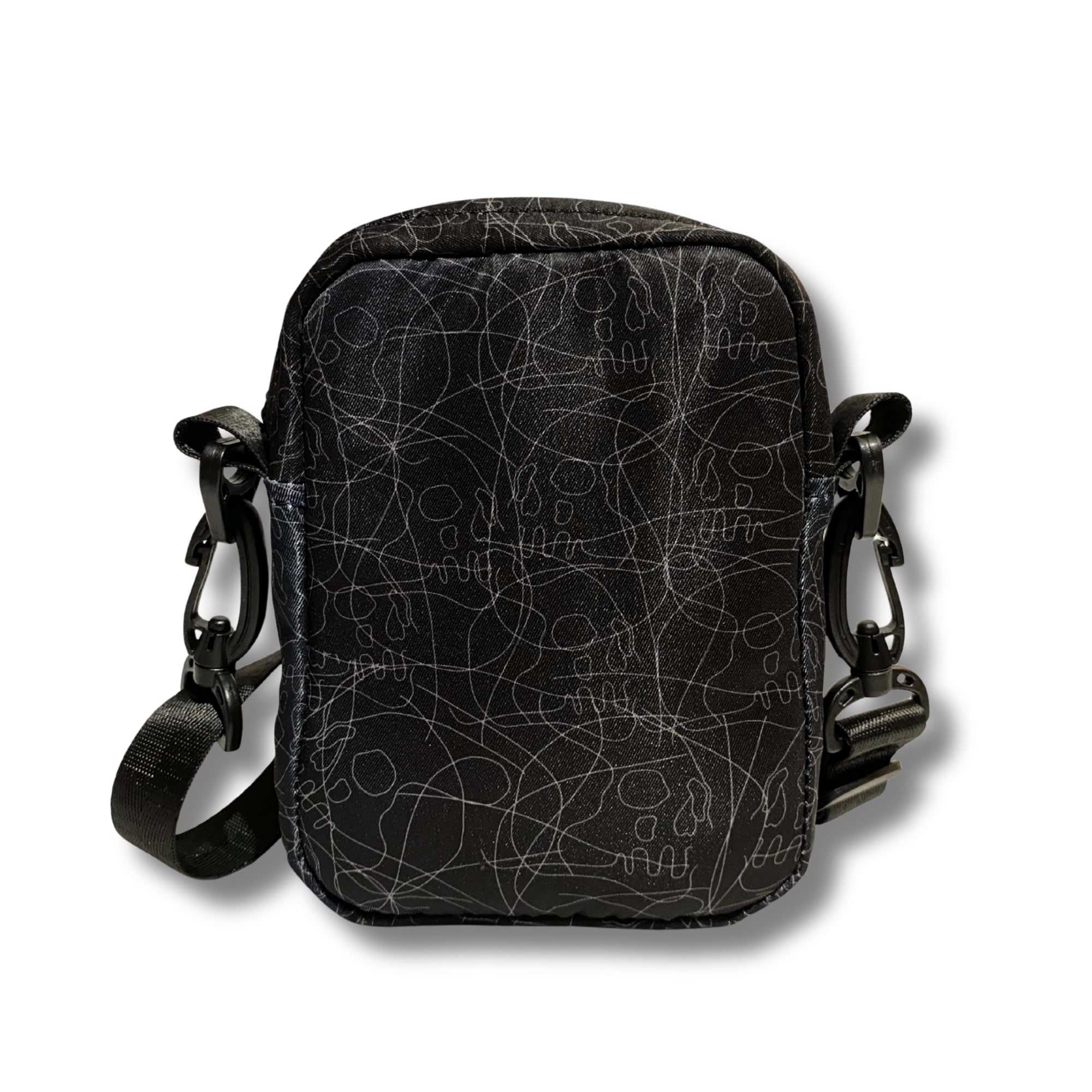 Black Skull Print Sling Bag – Small Crossbody Bag for Men & Women – 14x19 cm – Urban Streetwear Style-image-3