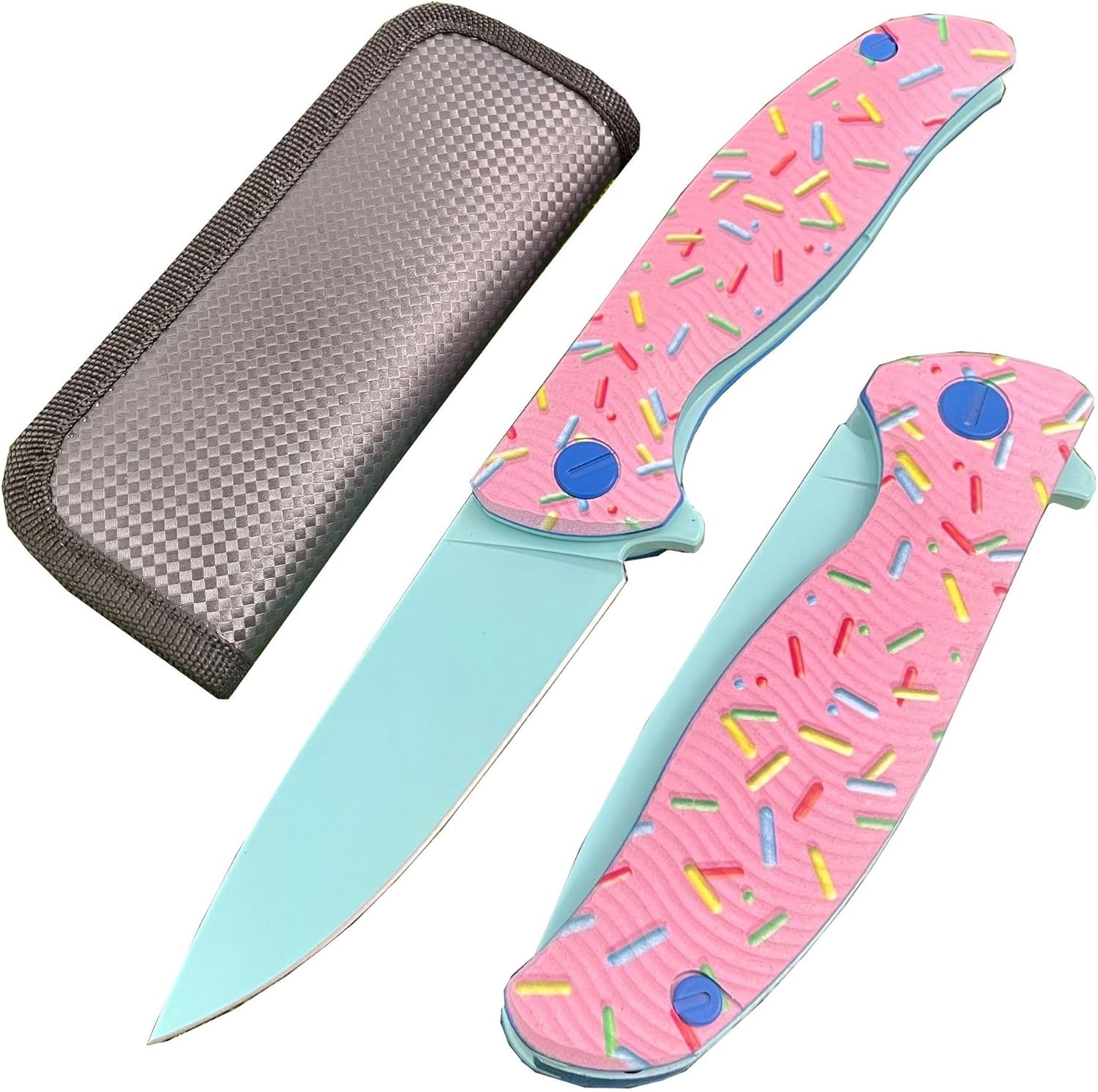 8.4-inch Folding Knife, Pink Donuts Foldable Stainless Steel Blade, Suitable for Daily Home Outdoor,Camping, Hiking