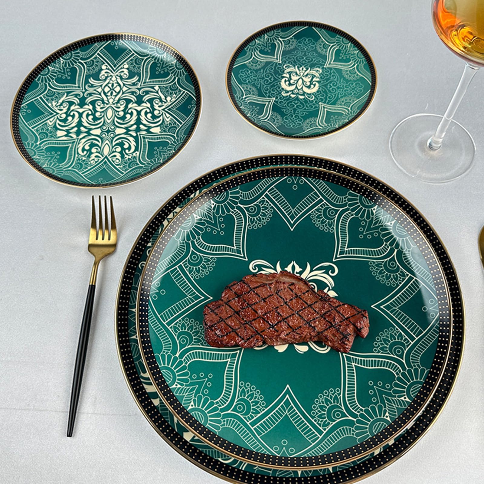 Juego de vajilla de estilo europeo, servicio para 4, juegos de vajilla de porcelana de hueso, juegos de cena de porcelana irrompible, juego de platos de carne
