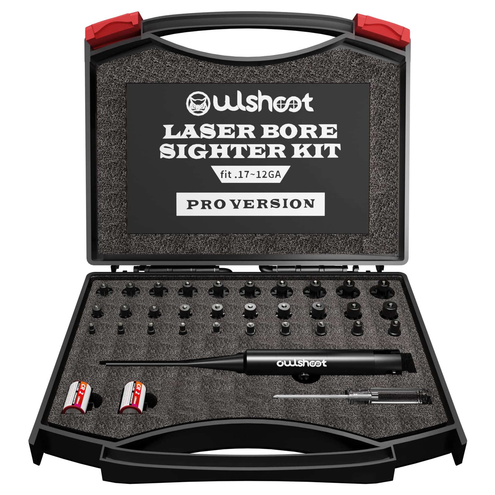 Professional Laser Bore Sight Kit Multiple Caliber,Upgraded Green Bore Sighter with 30 Adapters Button Switch Perfectly Choice for.17 to 12GA Rifles Pistols, Provides Powerful Support for Hunting.