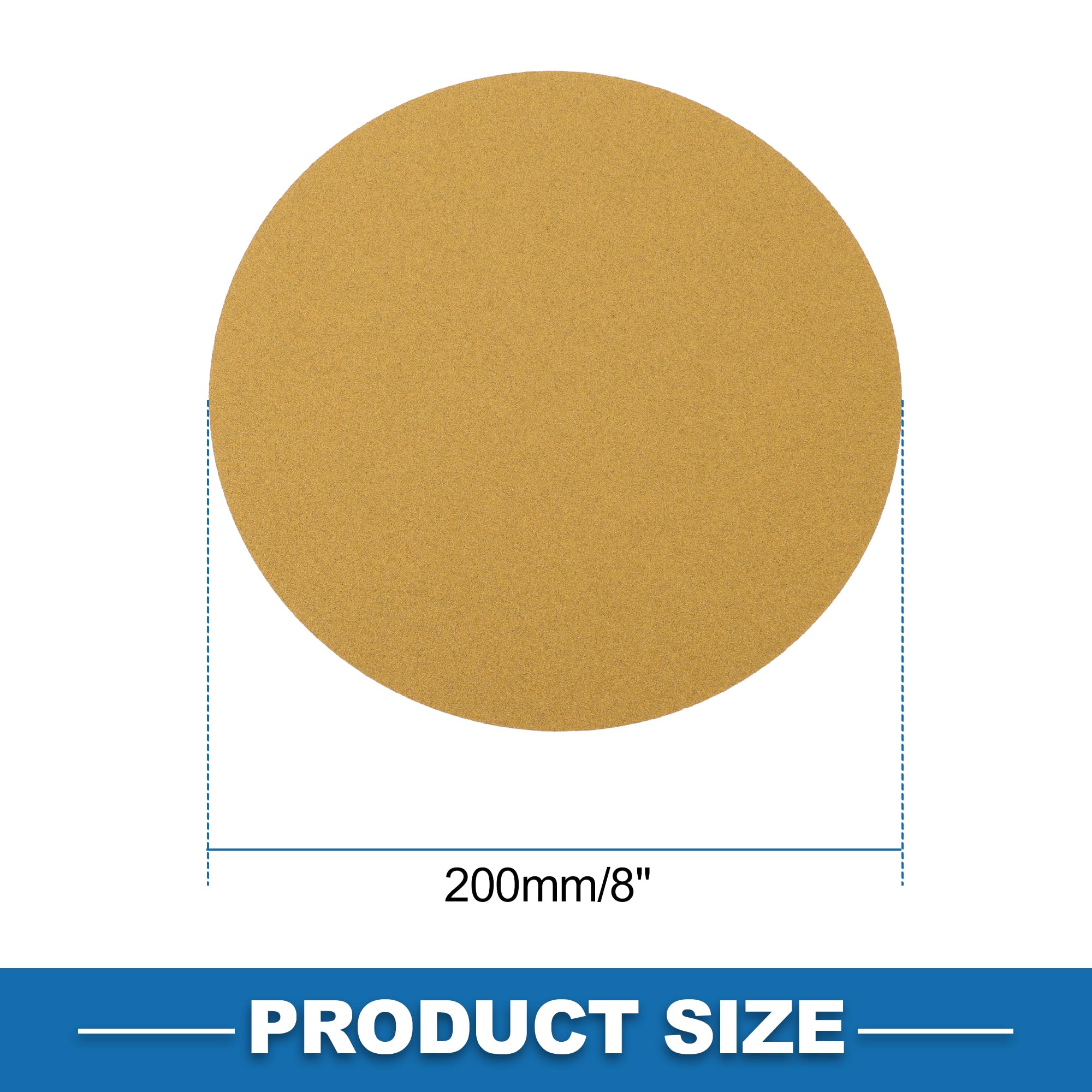 A ABSOPRO Sanding Discs 8 Inch 80 Grit Round Hook and Loop Sandpaper Aluminum Oxide Yellow 25 Pcs, 200mm/8" - Image 4