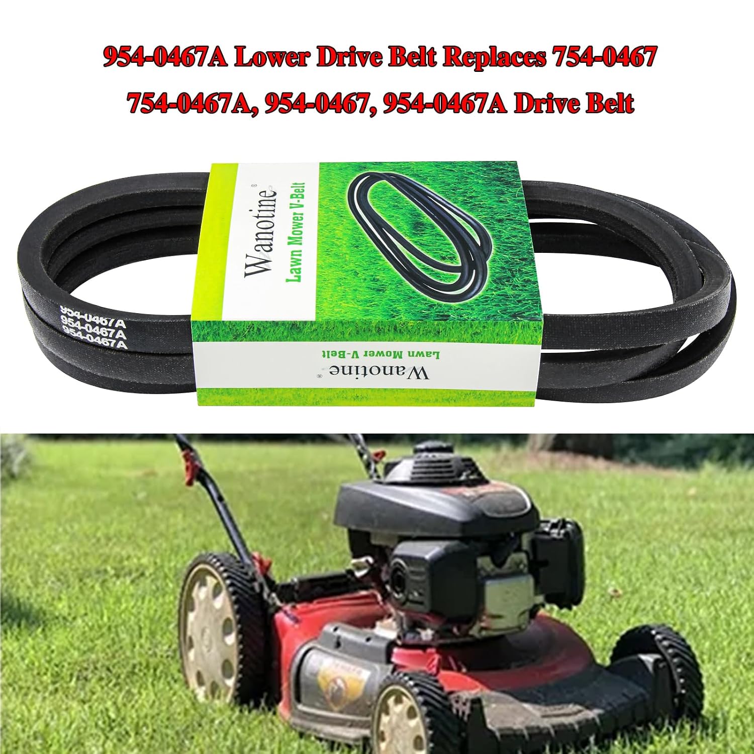 954-0467A Lower Drive Belt Replaces 754-0467, 754-0467A, 954-0467, 954-0467A, 112-0301, Fits MTD, Troy-Bilt, Craftsman, Cub Cadet Lawn Tractor Mowers (5/8" x 91")