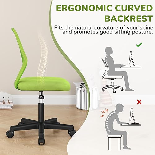 Miniatura 10 de Topeakmart Silla de escritorio de oficina, silla giratoria sin brazos, silla de trabajo de respaldo bajo con soporte lumbar y silla de estudio