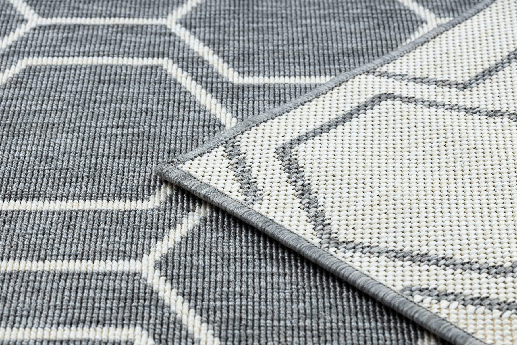 rugsx Nowoczesny dywan SISAL Spring Hexagon, sznurkowy dywan do salonu, sypialni, na taras, do kuchni, ze szlufką na dywan – szary, 140 x 200 cm