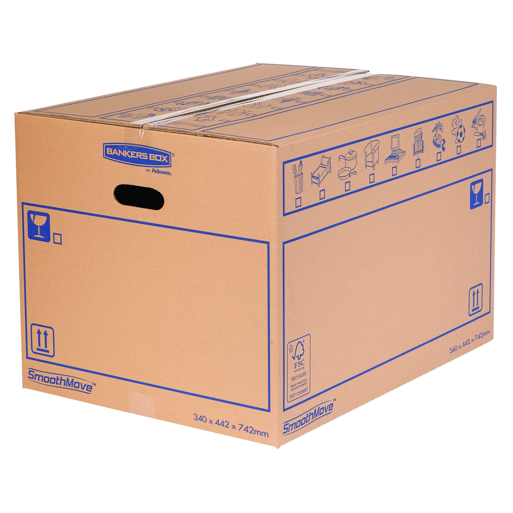 10 Scatole Trasloco Bankers Box - 45 Litri, Cartone Rinforzato, Maniglie, 50x30x30cm