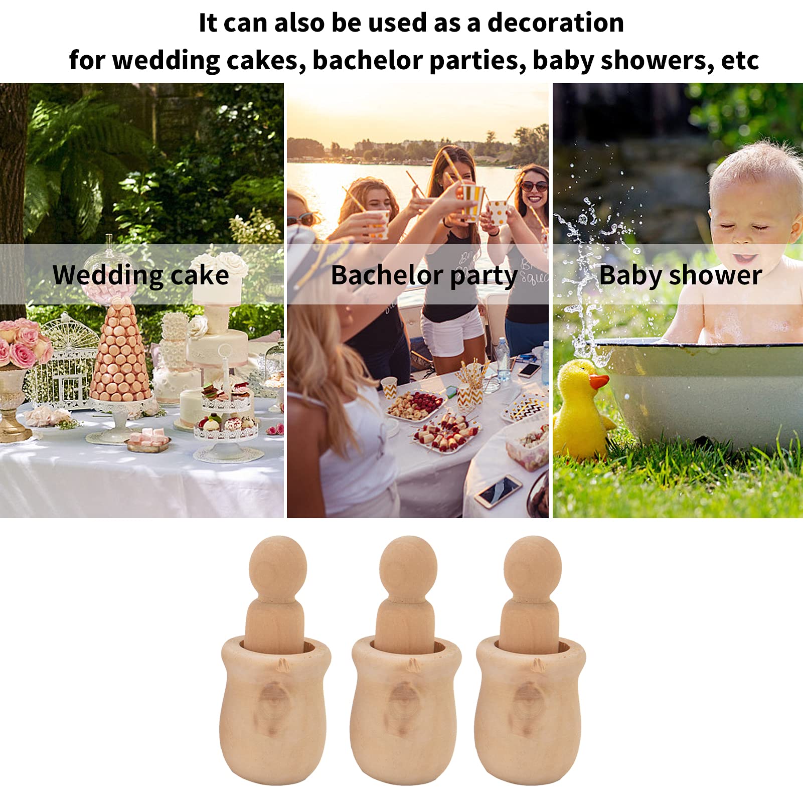 Gedourain DIY Doll People Shape Títeres, 10 Piezas de Madera Peg Dolls Superficie Circular Títeres Holster Dolls DIY Decoración del Hogar para Niños Arte Y Manualidades Creativas DIY