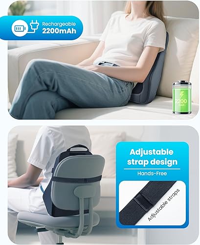 Miniatura 6 de COMFIER Masajeador de espalda inalámbrico con calor, vibración y Shiatsu masajeador de espalda para aliviar el dolor de tejido profundo, masajeador