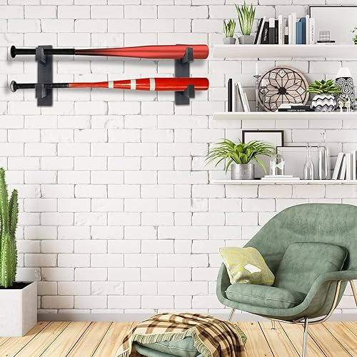 Miniatura 10 de Boyistar Juego de soporte de pared para bate de béisbol, estante de exhibición para soporte de bate de béisbol con tornillos ocultos, forro suave,
