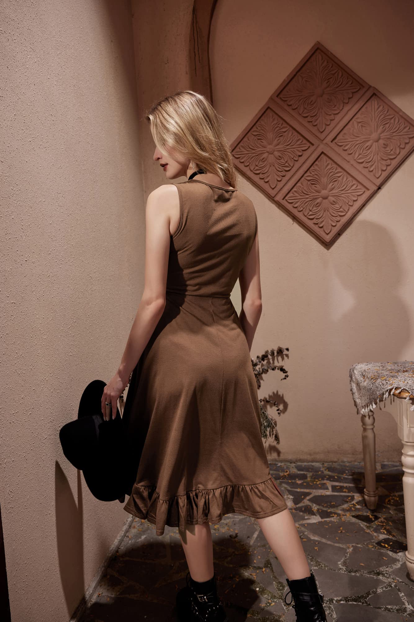 Scarlet Darkness Renaissance Steampunk Dress Lace Up High Low Dress Pirate Costume