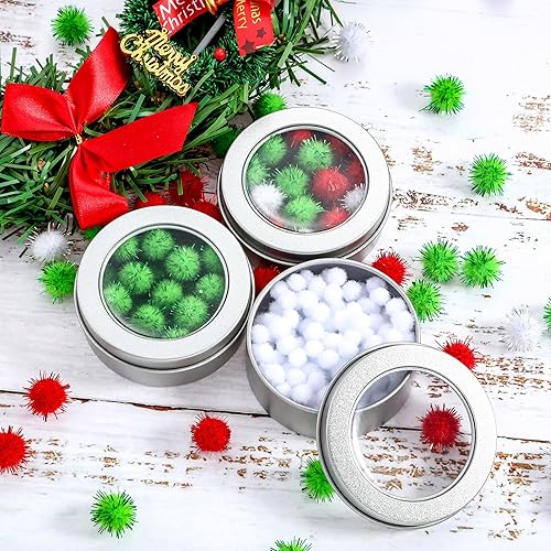 Miniatura 3 de TecUnite Paquete de 12 latas de metal de 2 onzas redondas vacías con tapa transparente para cocina, oficina, velas, dulces