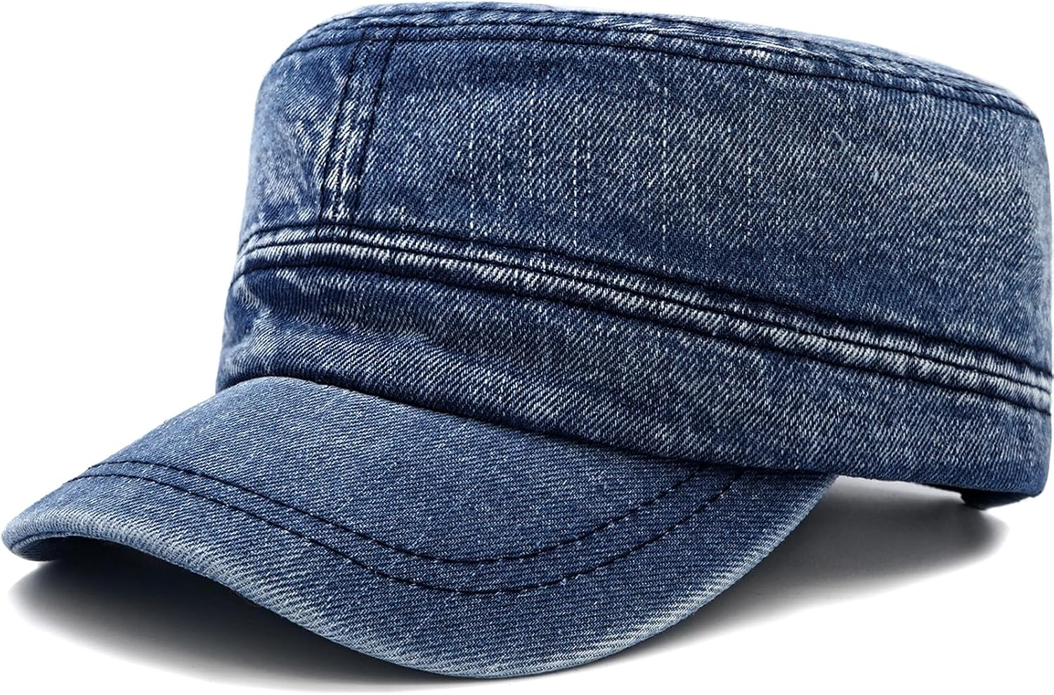 Cadet Army Cap Denim Military Caps Flat Top Hats for Men Women