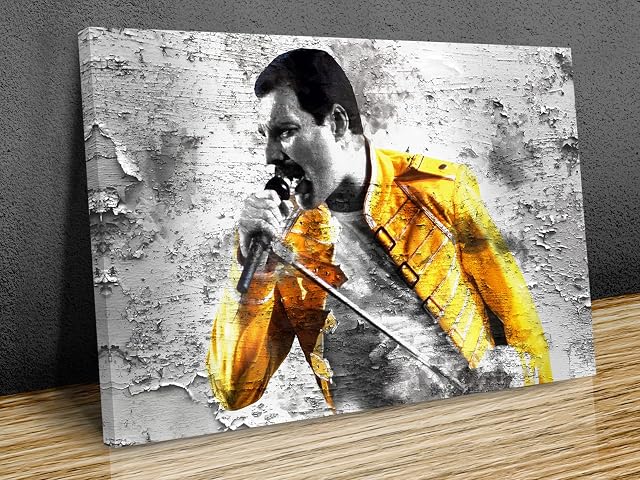 Freddie mercury the Queen graffiti artwork Framed Canvas Wall Art Painting Canvas Prints Wall Art for Living Room, Bedroom, Office (30x20" x 0.7" or 76x50cm x 2cm)